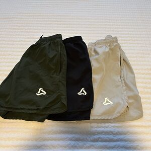 Set of 3 Swim Shorts in Green, Black, and Beige